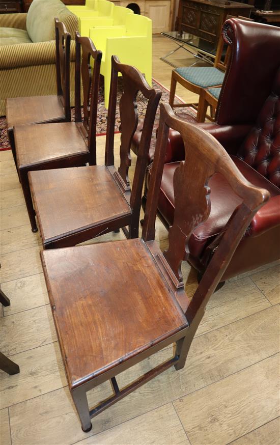 Five 18th century Provincial mahogany wood seat chairs